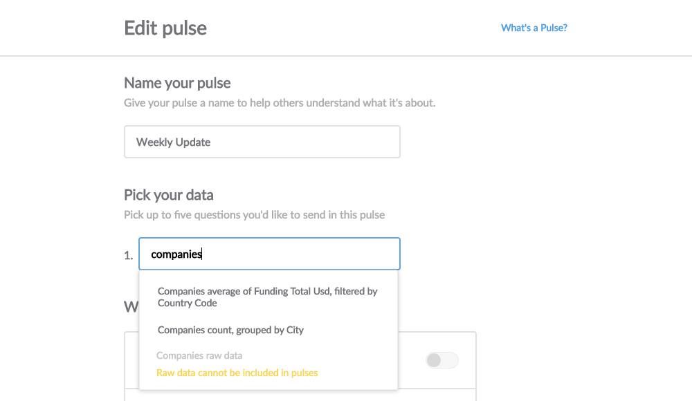 Pick your data