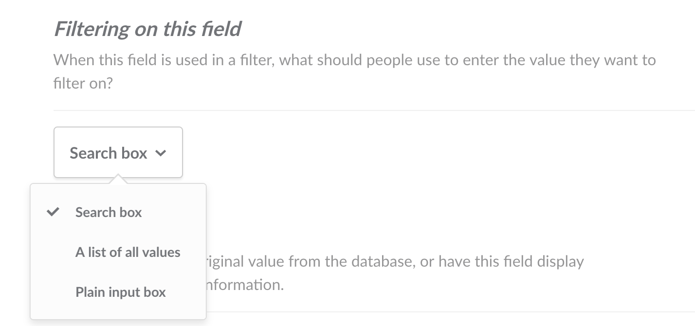Filter options