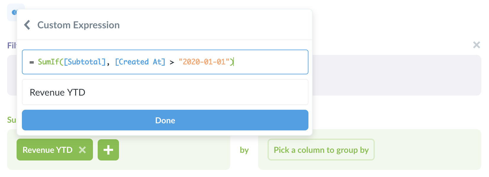 Custom expression