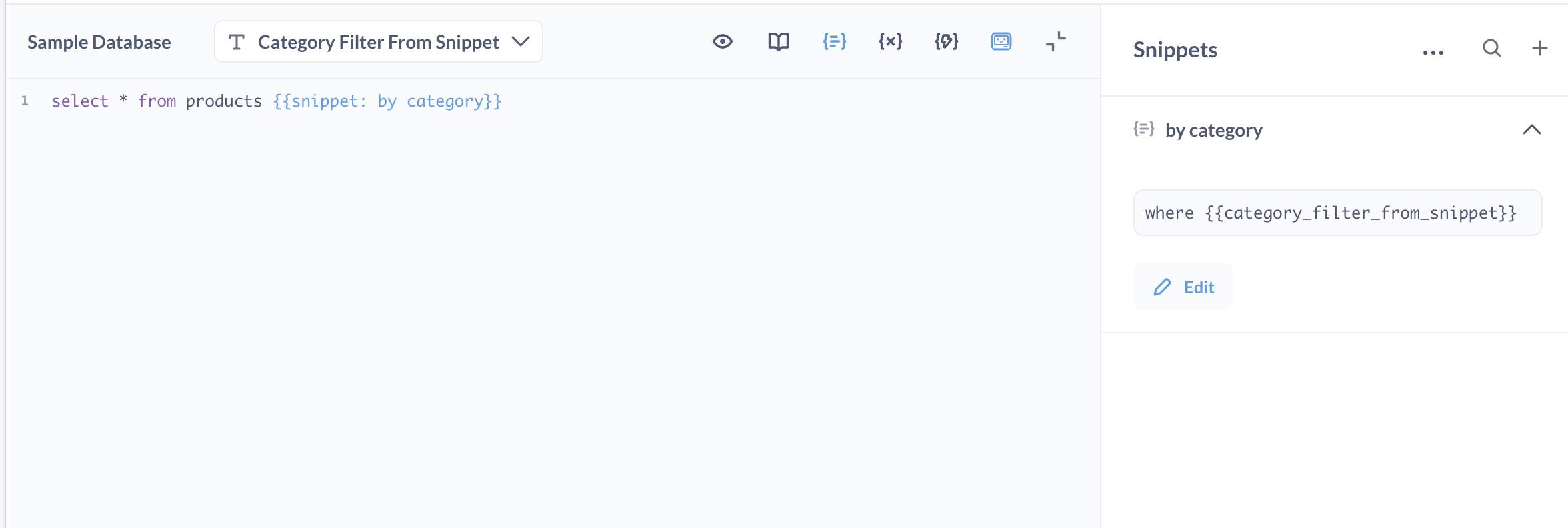 Snippet with a parameter