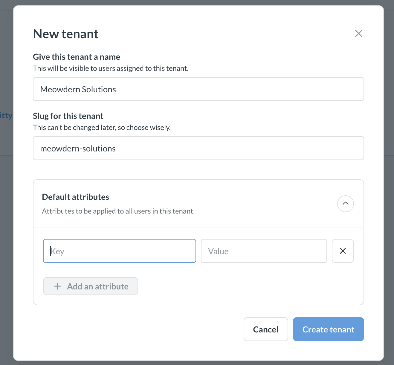 New tenant user