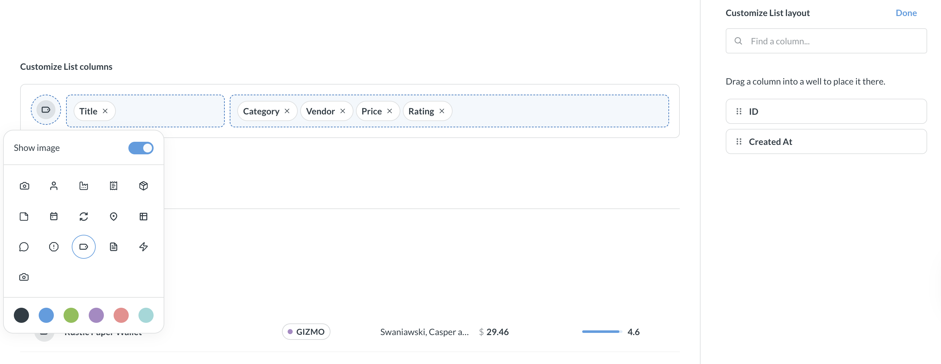 Customize list layout