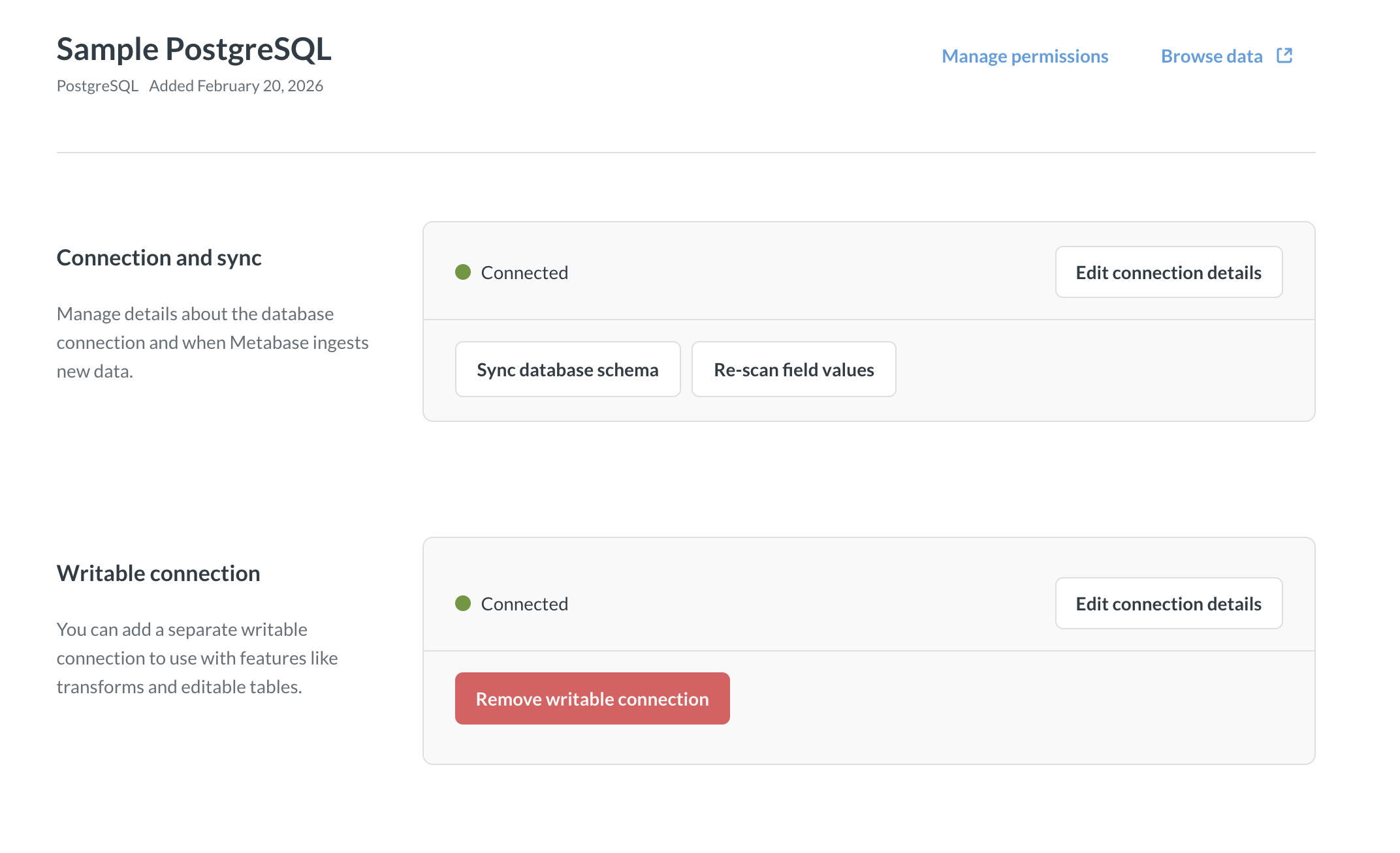 Writable connection in database settings